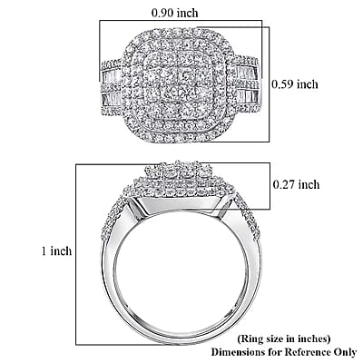 Luxuriant Lab Grown Diamond G-H SI 1.50 ctw Matrix Mosaic Ring in Rhodium Over Sterling Silver (Size 10.0)