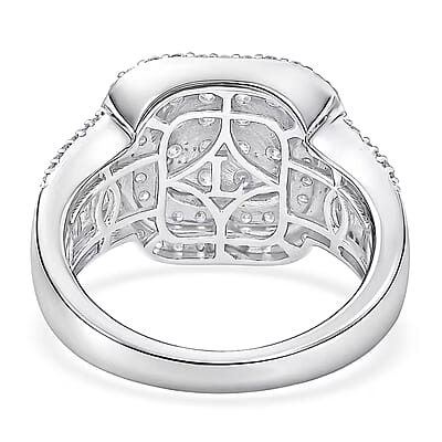 Luxuriant Lab Grown Diamond G-H SI 1.50 ctw Matrix Mosaic Ring in Rhodium Over Sterling Silver (Size 10.0)