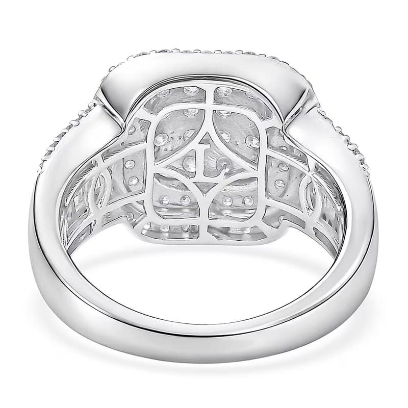 Luxuriant Lab Grown Diamond G-H SI 1.50 ctw Matrix Mosaic Ring in Rhodium Over Sterling Silver (Size 10.0)