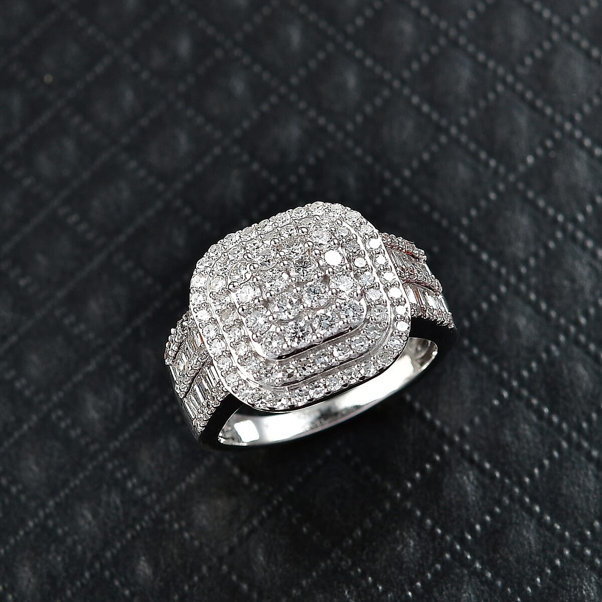 Luxuriant Lab Grown Diamond G-H SI 1.50 ctw Matrix Mosaic Ring in Rhodium Over Sterling Silver (Size 6.0) image number 1