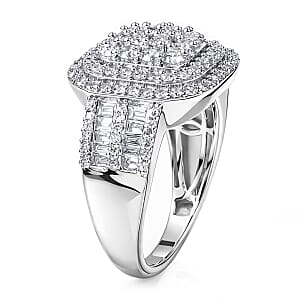 Luxuriant Lab Grown Diamond G-H SI 1.50 ctw Matrix Mosaic Ring in Rhodium Over Sterling Silver (Size 6.0)