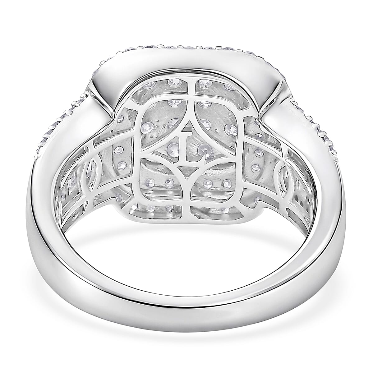 Luxuriant Lab Grown Diamond G-H SI 1.50 ctw Matrix Mosaic Ring in Rhodium Over Sterling Silver (Size 6.0) image number 4