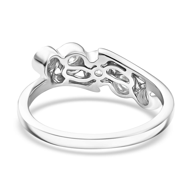 D'Joy Moissanite 0.50 ctw Bypass Ring in Platinum Over Sterling Silver (Size 10.0)