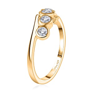 D'Joy Moissanite 0.50 ctw Bypass Ring in 18K Vermeil Yellow Gold Over Sterling Silver (Size 6.0)