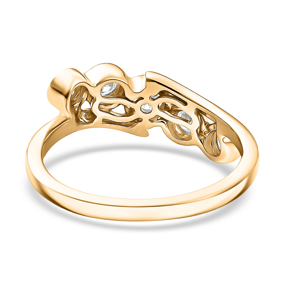 D'Joy Moissanite 0.50 ctw Bypass Ring in 18K Vermeil Yellow Gold Over Sterling Silver (Size 6.0) image number 4