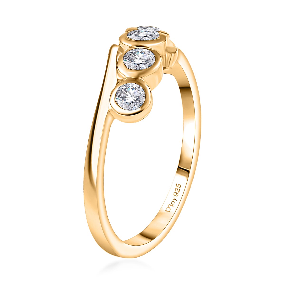 D'Joy Moissanite 0.50 ctw Bypass Ring in 18K Vermeil Yellow Gold Over Sterling Silver (Size 7.0) image number 3