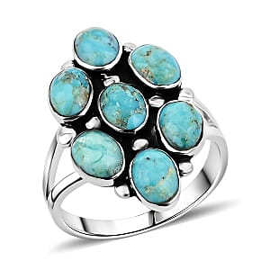 Santa Fe Style Kingman Turquoise 1.05 ctw Ring in Sterling Silver (Size 10.0)