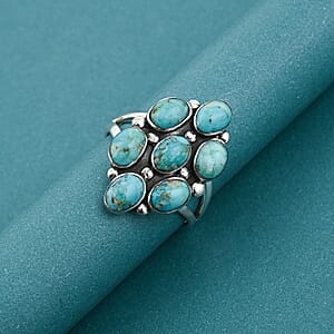 Santa Fe Style Kingman Turquoise 1.05 ctw Ring in Sterling Silver (Size 10.0)