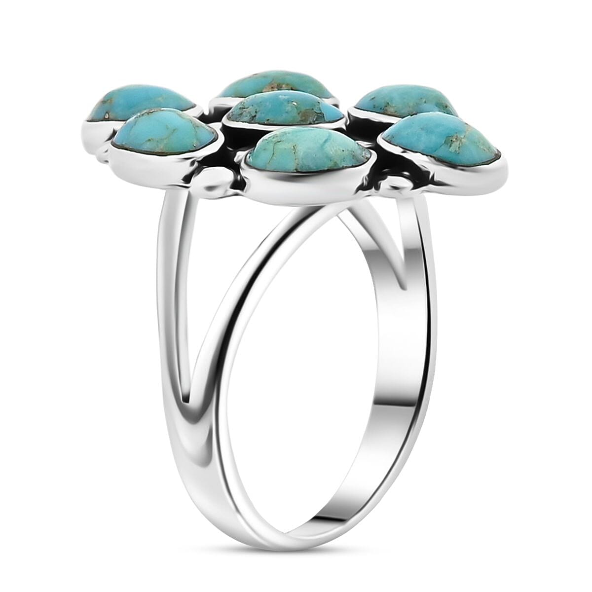 Santa Fe Style Kingman Turquoise 1.05 ctw Ring in Sterling Silver (Size 10.0) image number 3