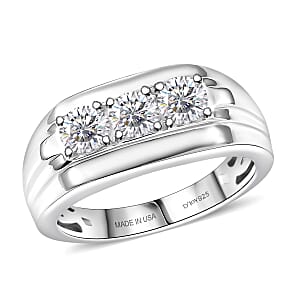 D'Joy Moissanite 1.00 ctw Men's Ring in Rhodium Over Sterling Silver (Size 10.0)