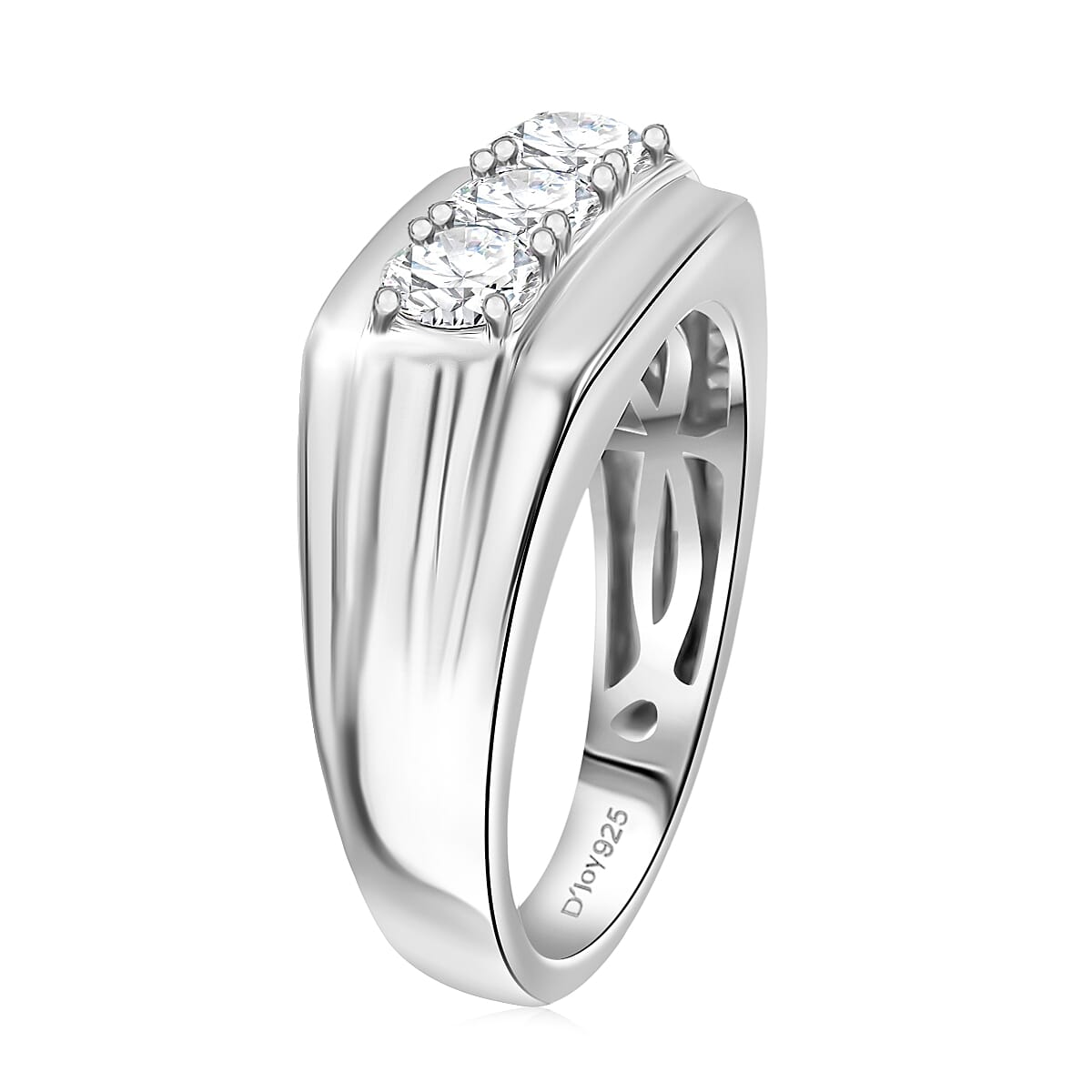 D'Joy Moissanite 1.00 ctw Men's Ring in Rhodium Over Sterling Silver (Size 10.0) image number 3