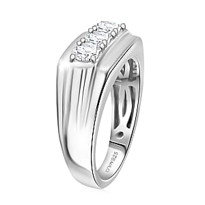 D'Joy Moissanite 1.00 ctw Men's Ring in Rhodium Over Sterling Silver (Size 10.0)