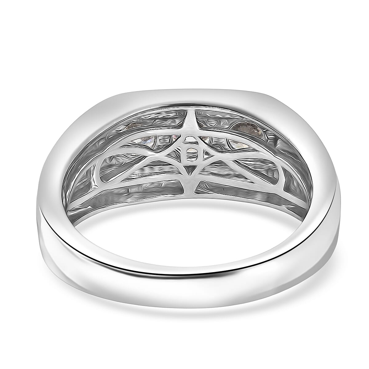 D'Joy Moissanite 1.00 ctw Men's Ring in Rhodium Over Sterling Silver (Size 10.0)