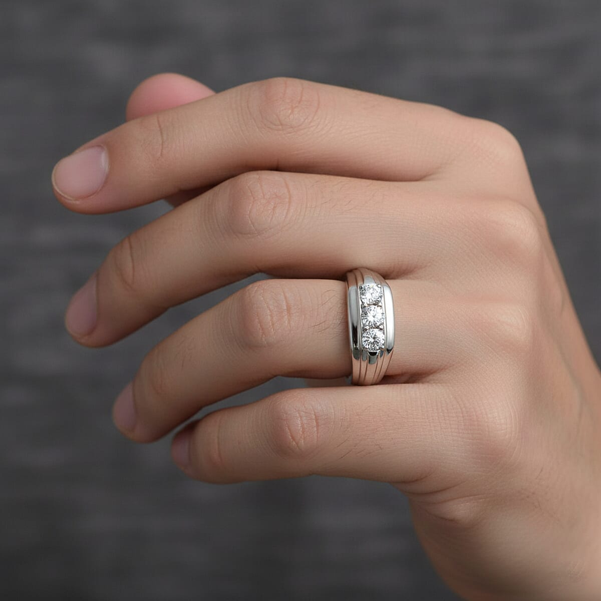 D'Joy Moissanite 1.00 ctw Men's Ring in Rhodium Over Sterling Silver (Size 11.0) image number 2