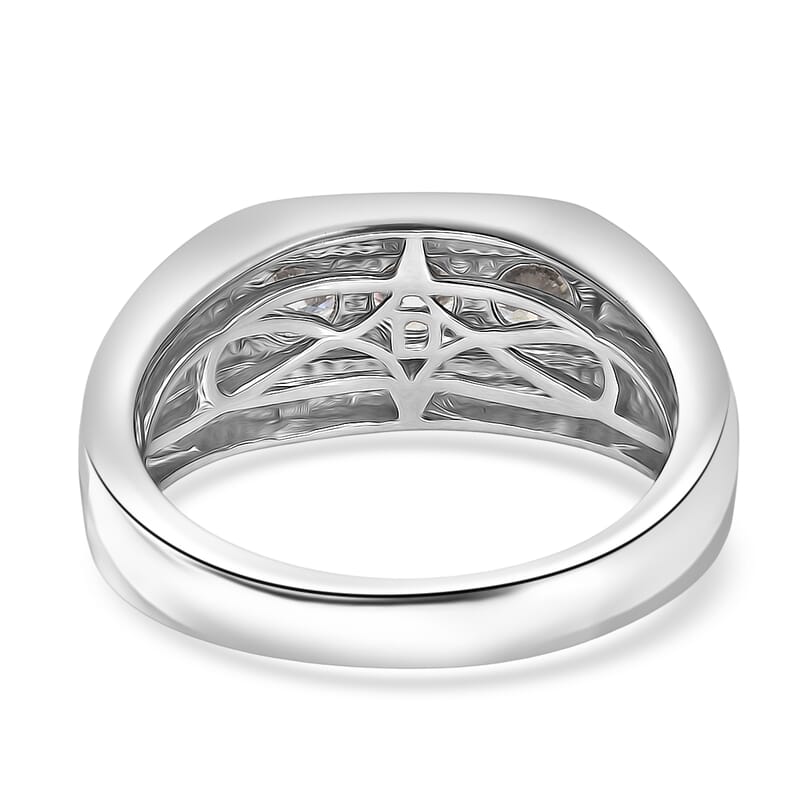 D'Joy Moissanite 1.00 ctw Men's Ring in Rhodium Over Sterling Silver (Size 12.0)