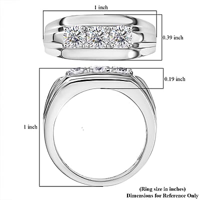 D'Joy Moissanite 1.00 ctw Men's Ring in Rhodium Over Sterling Silver (Size 12.0)