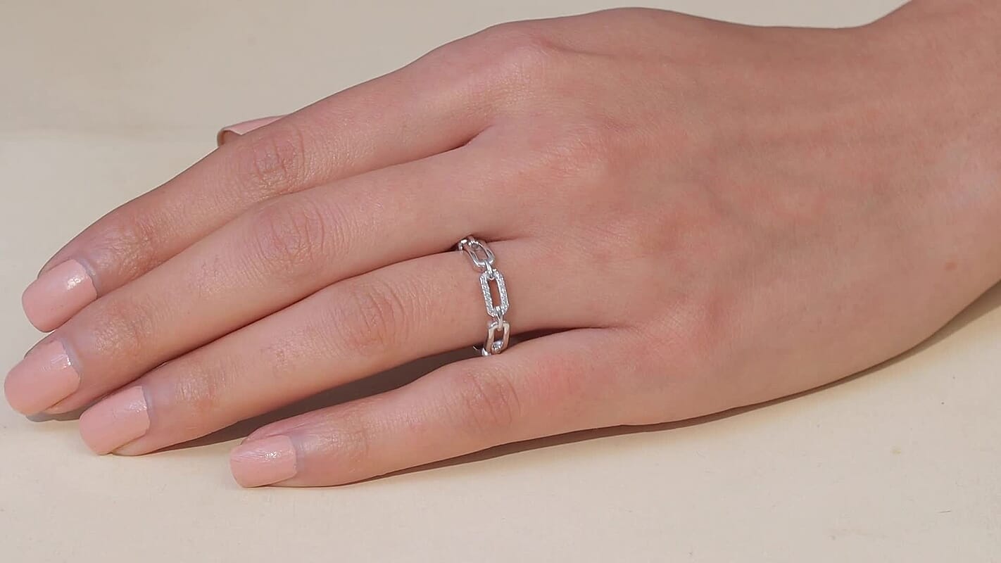 Luxuriant Lab Grown Diamond (G-H, SI) Ring in Rhodium Over Sterling Silver (Size 10.0) 0.10 ctw