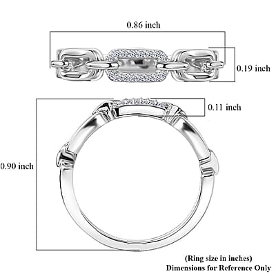 Luxuriant Lab Grown Diamond G-H SI 0.06 ctw Paperclip Ring in Rhodium Over Sterling Silver (Size 5.0)