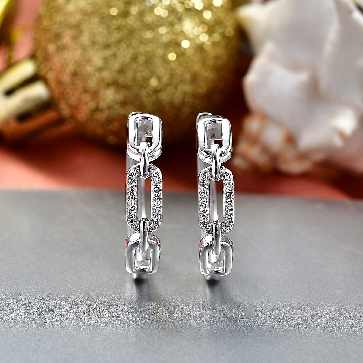 Luxuriant Lab Grown Diamond G-H SI 0.10 ctw Earrings in Rhodium Over Sterling Silver image number 1