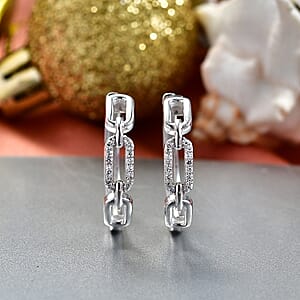 Luxuriant Lab Grown Diamond G-H SI 0.10 ctw Earrings in Rhodium Over Sterling Silver