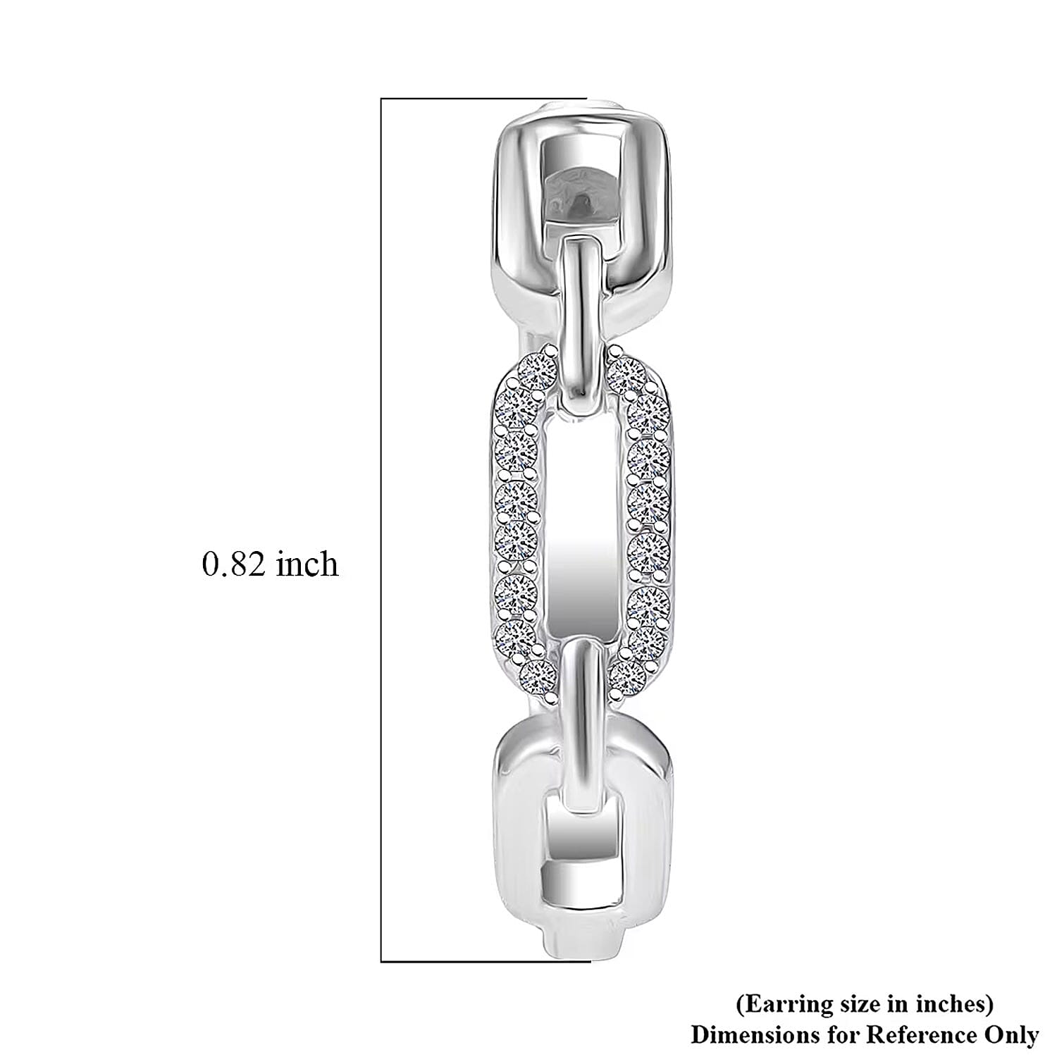 Luxuriant Lab Grown Diamond G-H SI 0.10 ctw Paperclip Hoop Earrings in Rhodium Over Sterling Silver