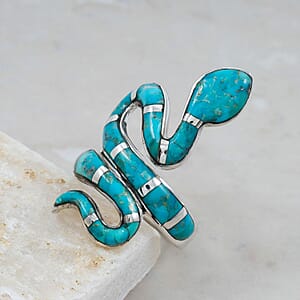 Santa Fe Style Kingman Turquoise 2.10 ctw Ring in Sterling Silver (Size 10.0)