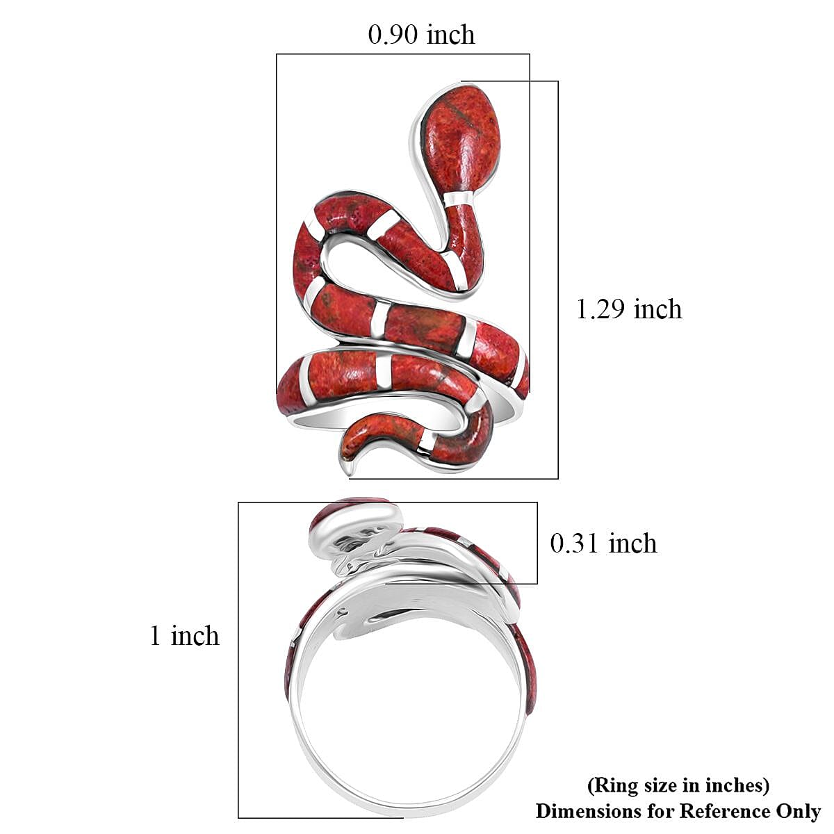Santa Fe Style Red Coral Ring in Sterling Silver (Size 10.0) 2.10 ctw