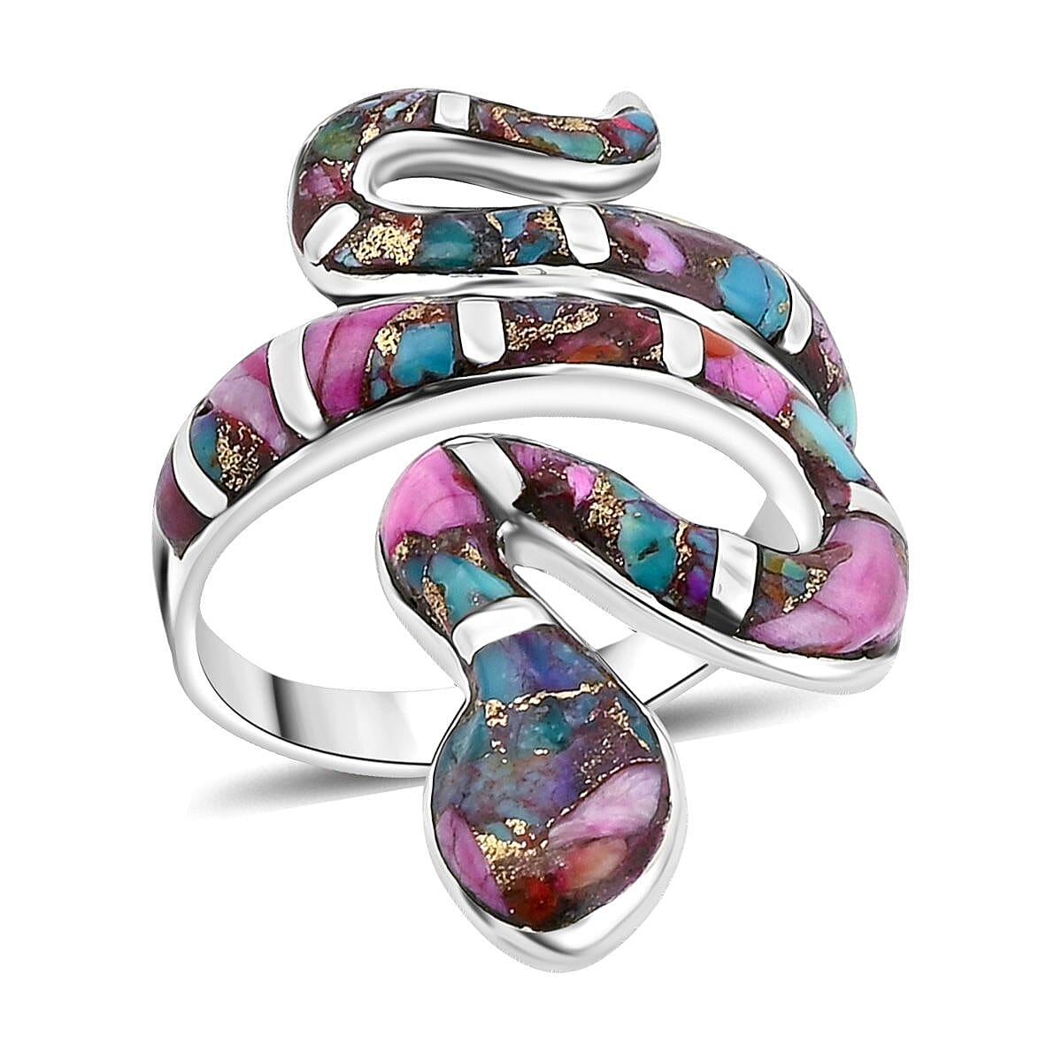 Santa Fe Style Multi Gemstones 2.10 ctw Ring in Sterling Silver (Size 10.0) image number 0