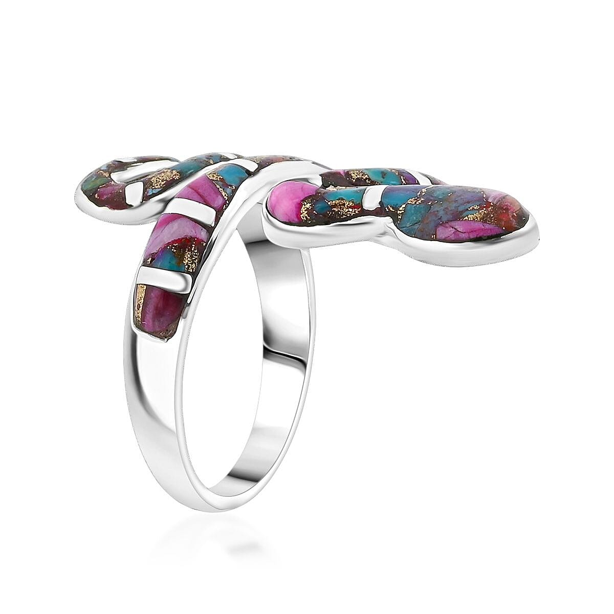 Santa Fe Style Multi Gemstones 2.10 ctw Ring in Sterling Silver (Size 10.0) image number 3