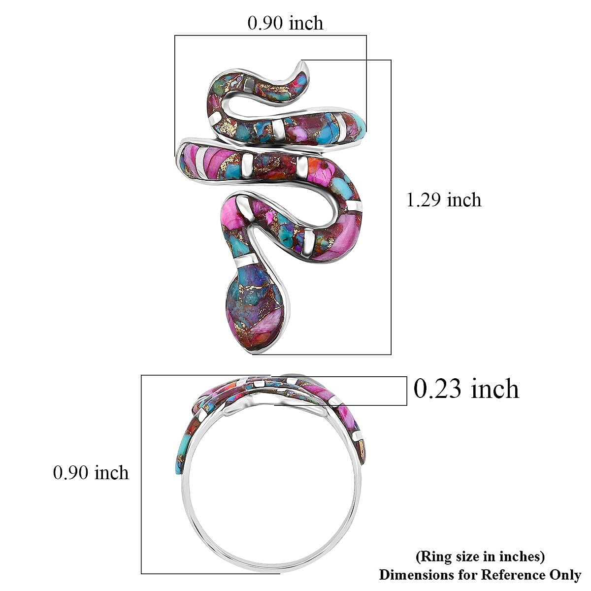 Santa Fe Style Multi Gemstones 2.10 ctw Ring in Sterling Silver (Size 10.0) image number 4