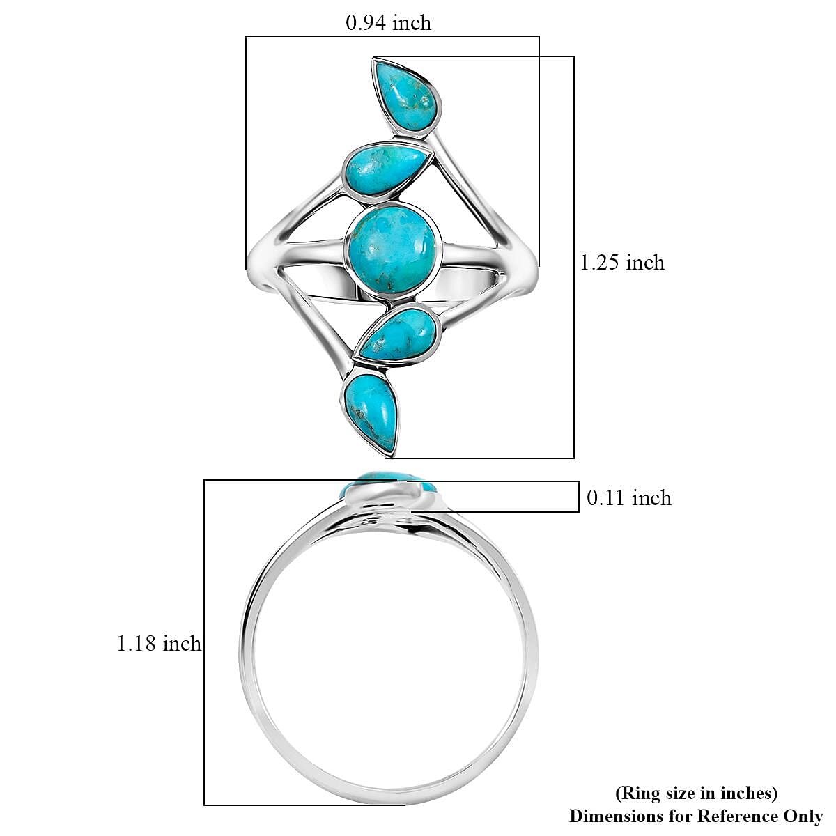 Santa Fe Style Kingman Turquoise 0.75 ctw Ring in Sterling Silver (Size 10.0) image number 4