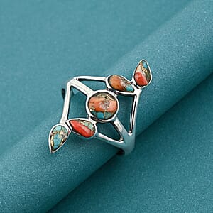Spiny Turquoise Santa Fe Style Ring in Sterling Silver (Size 6.0)