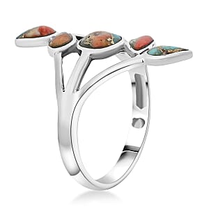 Spiny Turquoise Santa Fe Style Ring in Sterling Silver (Size 6.0)