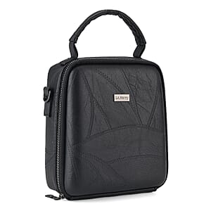 La Marey Black Faux Leather Crossbody Phone Bag with Shoulder Strap