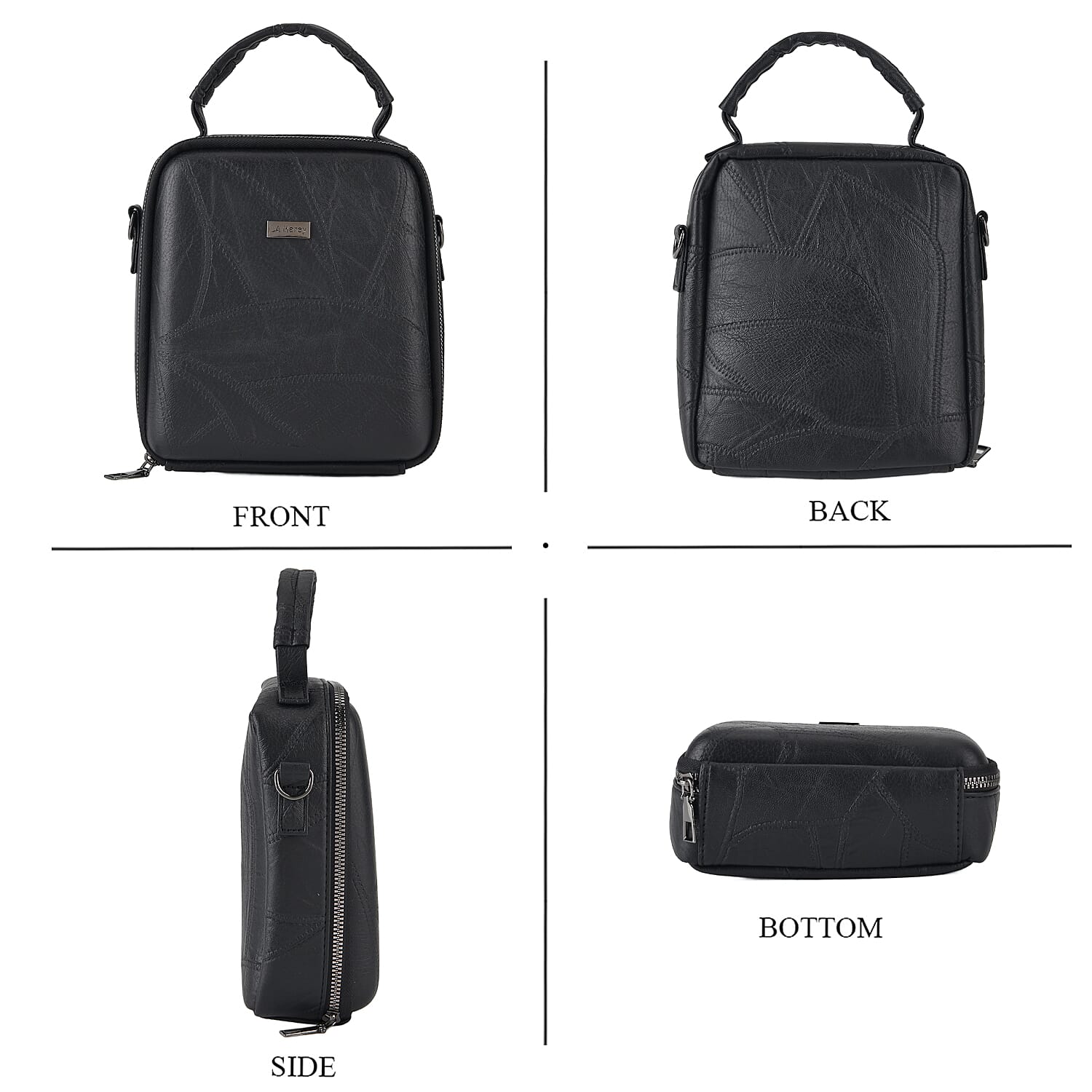 La Marey Black Faux Leather Crossbody Phone Bag with Shoulder Strap
