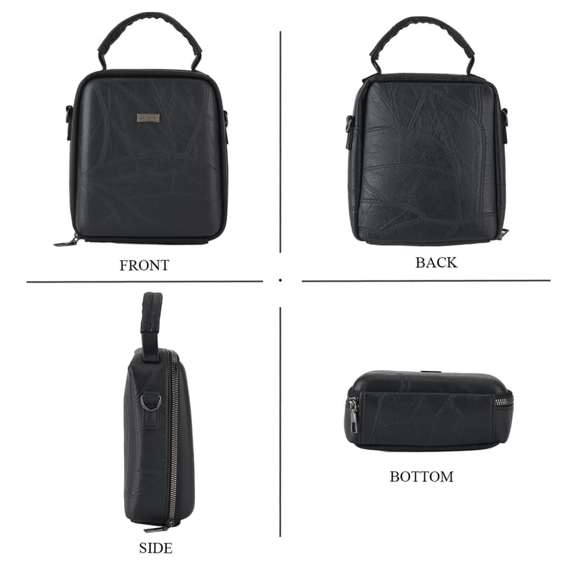La Marey Black Faux Leather Crossbody Phone Bag with Shoulder Strap