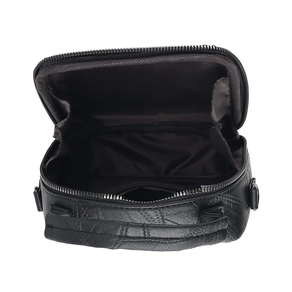 La Marey Black Faux Leather Crossbody Phone Bag with Shoulder Strap image number 3