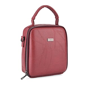 La Marey Wine Faux Leather Crossbody Phone Bag with Shoulder Strap