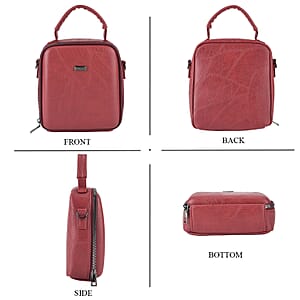 La Marey Wine Faux Leather Crossbody Phone Bag with Shoulder Strap