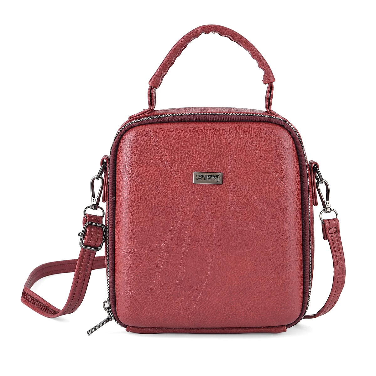 La Marey Wine Faux Leather Crossbody Phone Bag with Shoulder Strap image number 2