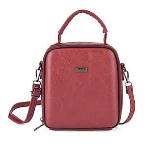 La Marey Wine Faux Leather Crossbody Phone Bag with Shoulder Strap