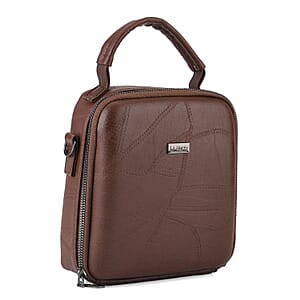 La Marey Coffee Faux Leather Crossbody Phone Bag with Shoulder Strap