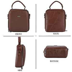 La Marey Coffee Faux Leather Crossbody Phone Bag with Shoulder Strap