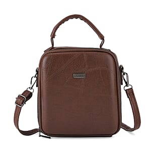 La Marey Coffee Faux Leather Crossbody Phone Bag with Shoulder Strap