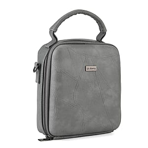 La Marey Gray Faux Leather Crossbody Phone Bag with Shoulder Strap