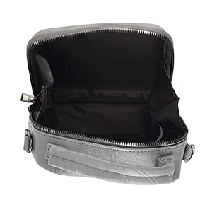 La Marey Gray Faux Leather Crossbody Phone Bag with Shoulder Strap