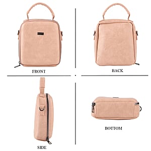 La Marey Pink Faux Leather Crossbody Phone Bag with Shoulder Strap