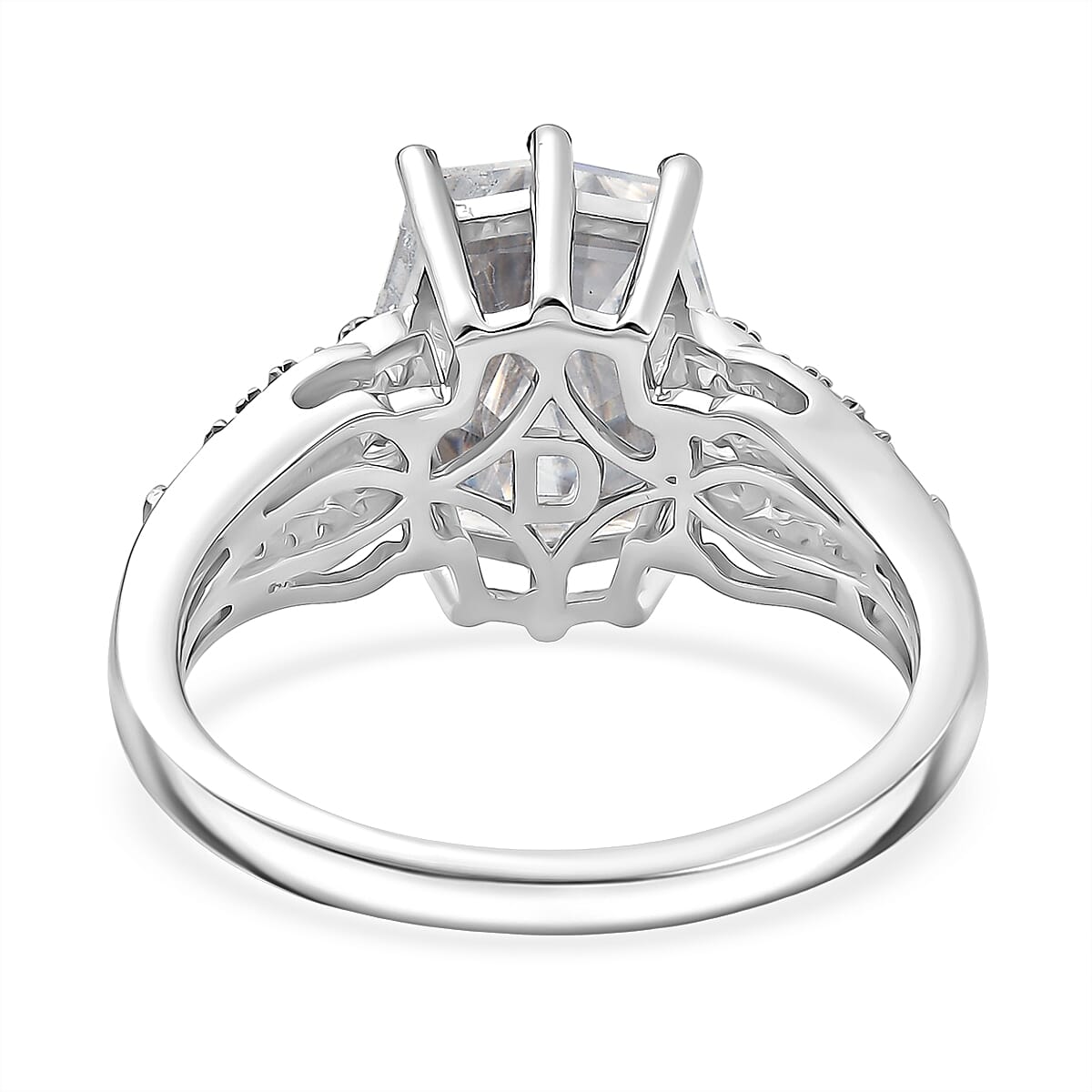 D'Joy Moissanite 4.65 ctw The Spotlight Spark Ring in Rhodium Over Sterling Silver (Size 6.0)