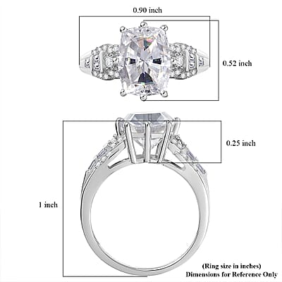 D'Joy Moissanite 4.65 ctw The Spotlight Spark Ring in Rhodium Over Sterling Silver (Size 6.0)