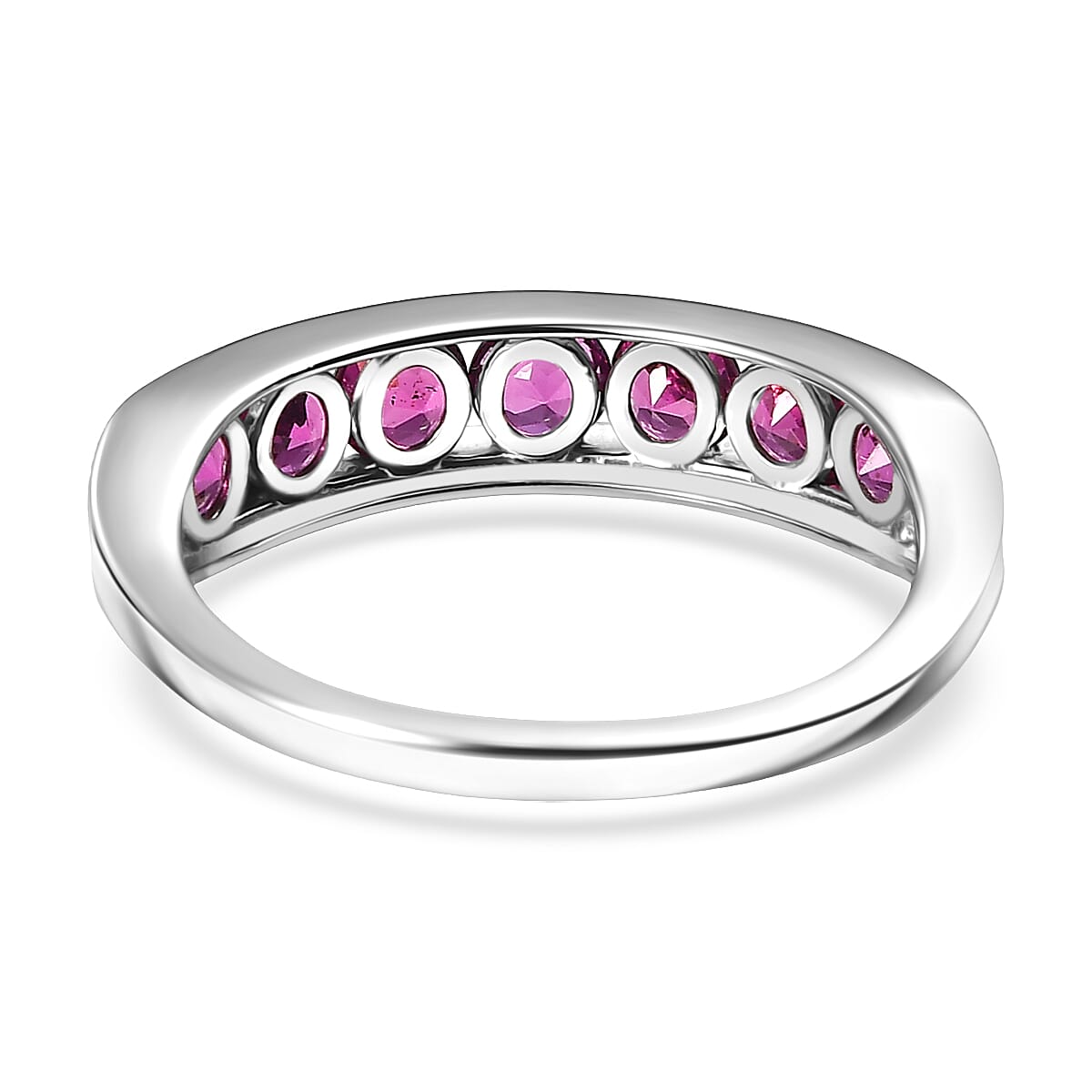 D'Joy Radiant Ember Garnet 7 Stone Ring in Rhodium Over Sterling Silver (Size 10.0) 1.59 ctw image number 4